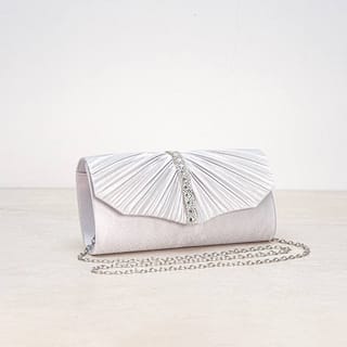 Crystal Pleated Satin Envelope Clutch Bag
